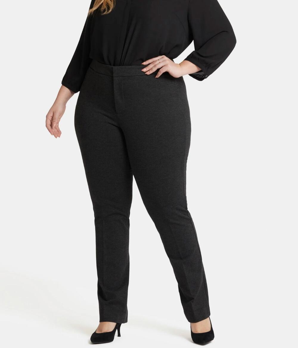 NYDJ Slim Trouser Pants Womens 18 Charcoal Gray Ponte Knit Slimming Work Office